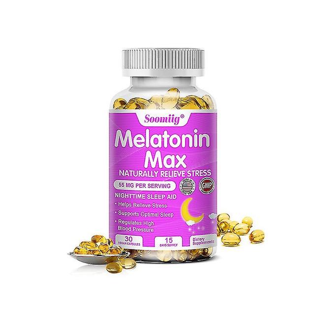 Vorallme Soomiig Melatonin Capsules Help You Fall Asleep Faster, Stay Asleep Longer, Relieve Stress And Strengthen The Immune System 30 count-1 bottle on Productcaster.