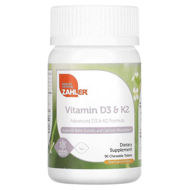 Zahler, Vitamin D3 & K2, Peach Apricot, 90 Chewable Tablets on Productcaster.