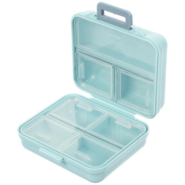 Portable 7 Compartments Pills Box Plastic Pills Case Leakproof Vitamin Case Blue 7.8X7X3.8CM on Productcaster.