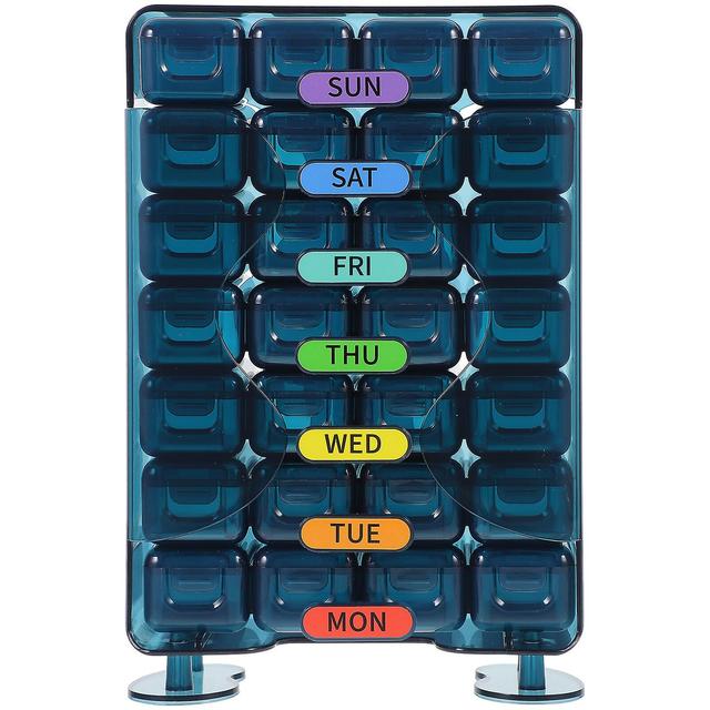 Weekly Pills Dispenser Portable Pills Case Travel Pills Holder Medicine Dispenser Weekly Pills Box Blue 17.50X11.70X5.20CM on Productcaster.