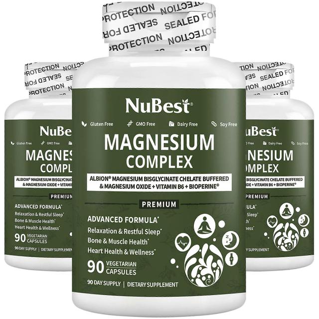 NuBest Magnesium Complex, Advanced Formula For Relaxation, Bone & Muscle Health, Overall Wellness, 90 Vegan Capsules 3-pack on Productcaster.