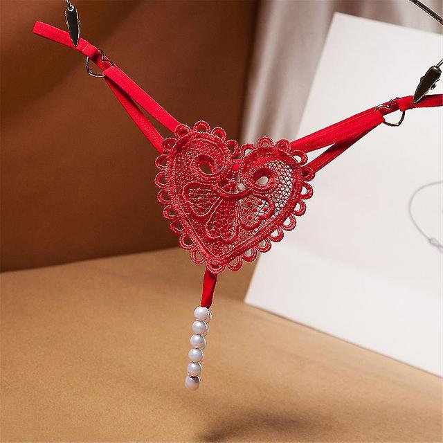 Sjioh Slip Purezza T-back Love Weaving Patterns Funny Underpants Una serie di perline rosso on Productcaster.