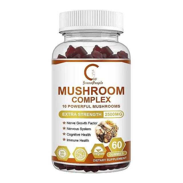 Vorallme GPGP Greenpeople Ganoderma lucidum Extract Tonic 10 in 1 Natural Complex Mushroom Gummies Coffee Substitute Immunity Booster 60pcs on Productcaster.