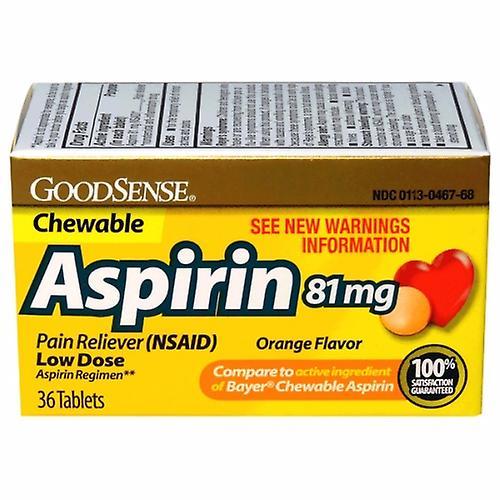 Good Sense Aspirina masticable, 81 mg, sabor naranja 36 tabletas (paquete de 1) on Productcaster.