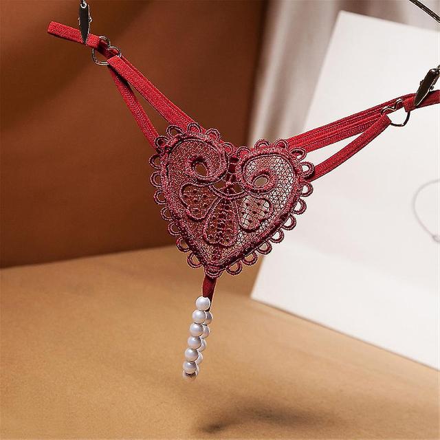 Sjioh Briefs Purity T-back Love Weaving Patterns Funny Underpants A String Of Beads wine red on Productcaster.