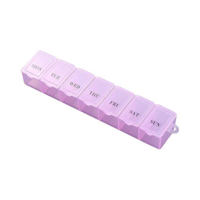 Pill Box Transparent Dustproof Carry Easily Good Sealing High Durability Store Pills PP Material 7 G Pink on Productcaster.