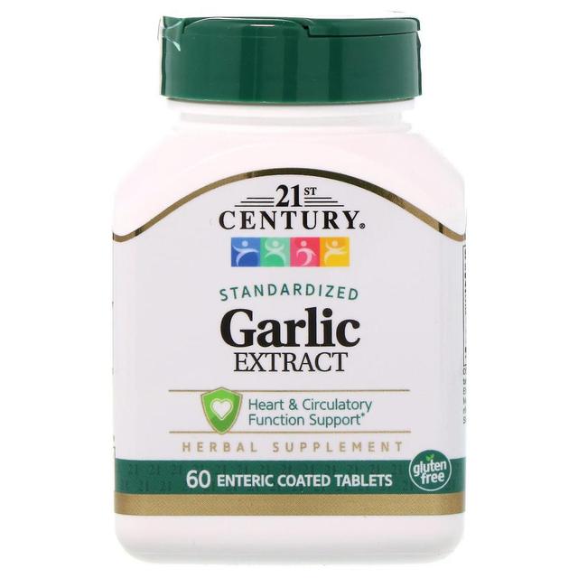 21st Century, Garlic Extract, Standardized, 60 Enteric Coated Tablets on Productcaster.