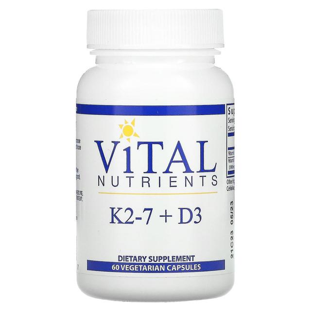 Vital Nutrients Vitale næringsstoffer, K2-7 + D3, 60 vegetariske kapsler on Productcaster.