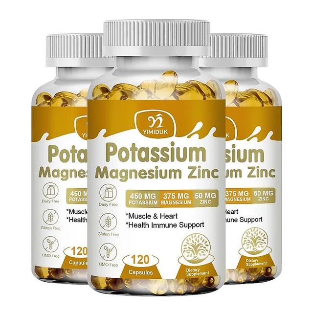 Eccpp Magnesium Potassium Zinc Capsule Regulate Blood Pressure Muscle Contractions Nervous System Function Quality Sleep 3 Bottles 60PCS on Productcaster.