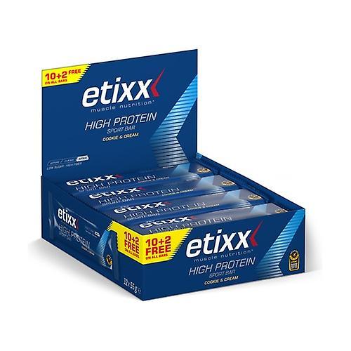 Etixx High protein cookie & cream protein bar 12 units of 55g (Cookie) on Productcaster.