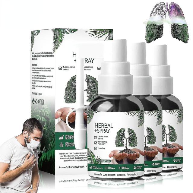 3 Pcs Herbal Lung Cleanse Mist, Natural Herbal Extract Cleanse Mist Powerful Lung Cleanse Respiratory on Productcaster.