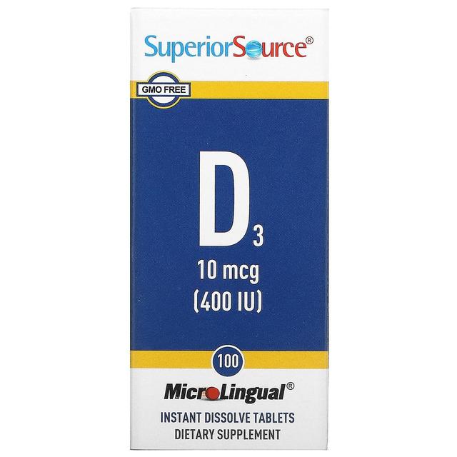 Superior Source Fonte Superior, D3, 10 mcg (400 UI), 100 MicroLingual Instant Dissolve Tablets on Productcaster.