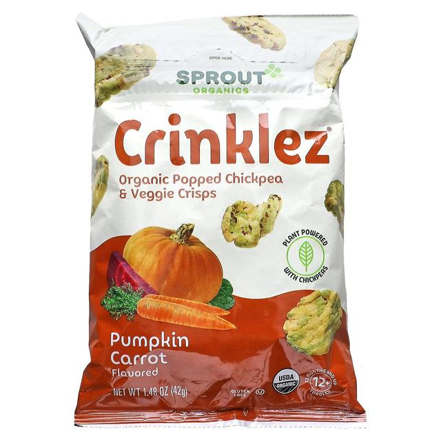 Sprout Organics, Crinklez, Organic Popped Chickpea & Veggie Crisps, 12 Months & Up, Pumpkin Carrot, on Productcaster.