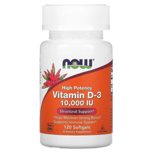 NOW Foods, High Potency Vitamin D-3, 10,000 IU, 120 Kapsułki żelowe on Productcaster.