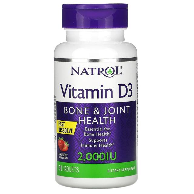 Natrol, Vitamin D3, Bone & Joint Health, Strawberry , 2,000 IU, 90 Tablets on Productcaster.