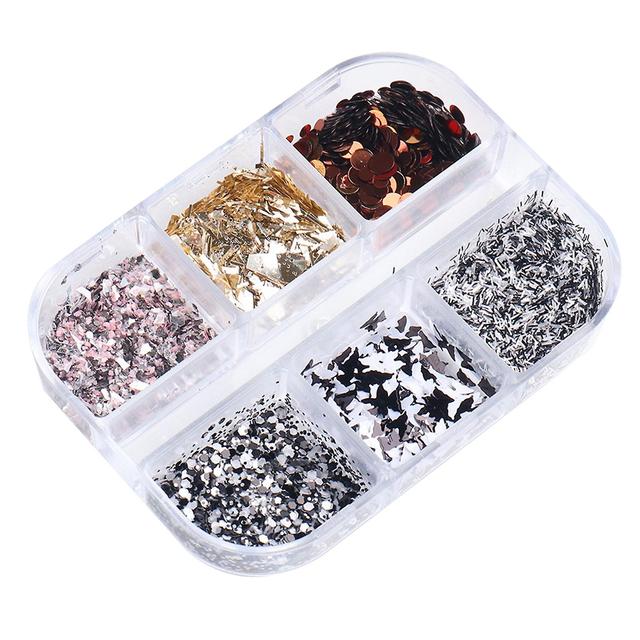 3pcs 1 Box Nail Sequins Bright Reflective High Saturation Foils Luxury Nail Design Irregular Flakes For Manicure 6 Grids on Productcaster.