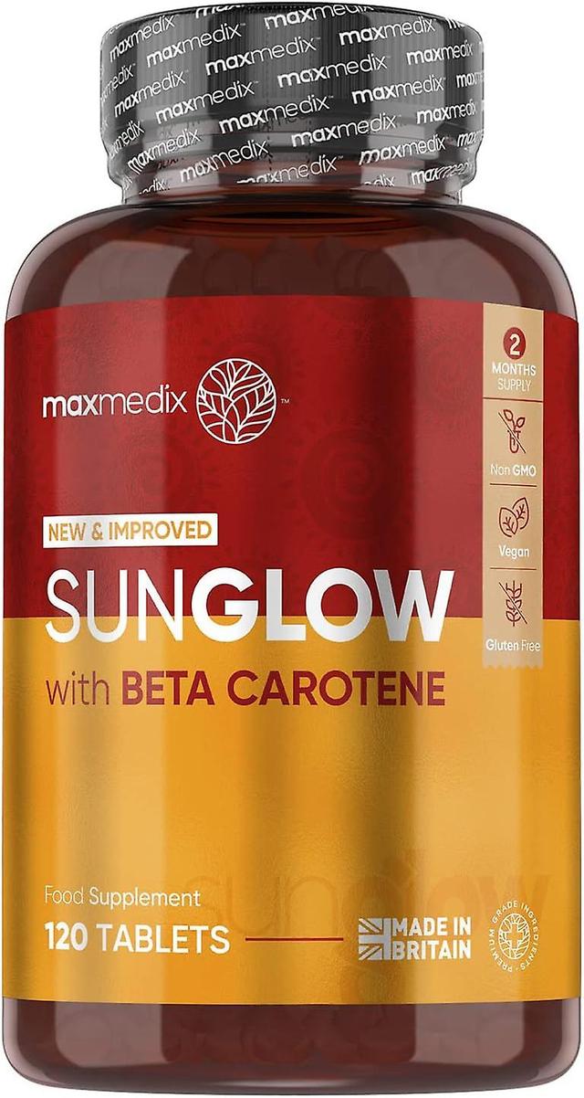 Maxmedix Sunglow - 120 garvningstabletter - betacaroten, vitamin B2 & jod on Productcaster.