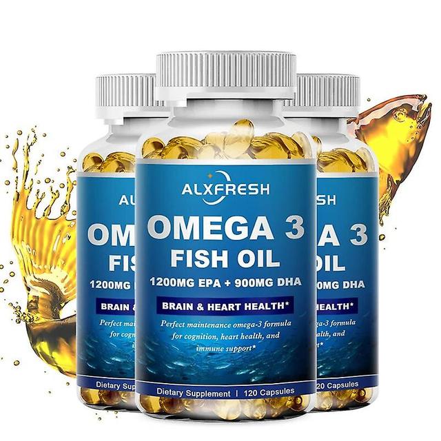 Visgaler Alxfresh 60ks / 120ks Omega-3 kapsuly z rybieho oleja Výživový doplnok pre zdravie mozgu a srdca vrátane EPA a DHA 3 fľaša Omega-3 60PCS on Productcaster.