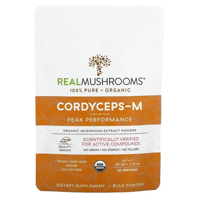 Real Mushrooms Cogumelos reais, Cordyceps-M, Extrato de cogumelo orgânico em pó, 2,12 oz (60 gm) on Productcaster.