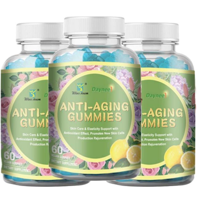 60ct Gummies Anti-envelhecimento | Suplemento dietético para cuidados com a pele, linhas finas, rugas, elasticidade da pele e manchas escuras 3PCS on Productcaster.