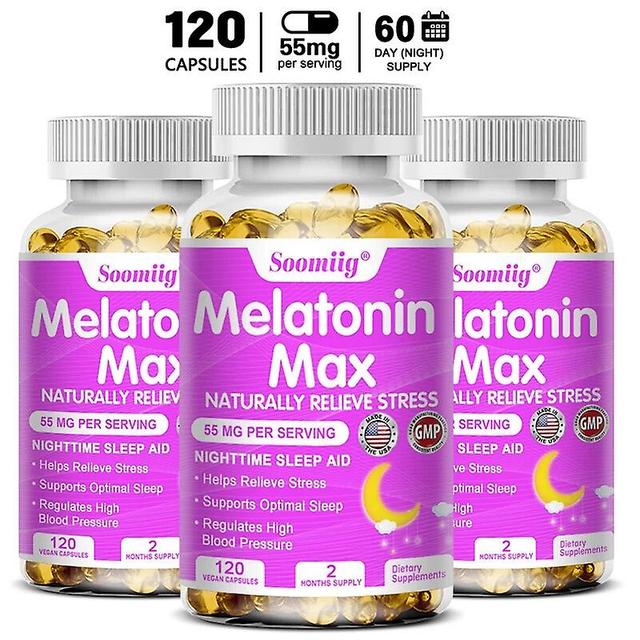 Visgaler Melatonin - Dietary Supplement To Improve Nighttime Sleep Quality And Improve Insomnia, Reduce Waking Time, Boost Immunity 120 count-3 bottle on Productcaster.