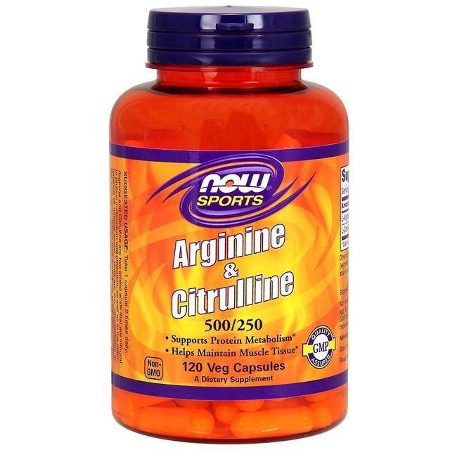 NOW Foods Nu Foods, Sport, Arginin & Citrulline, 500 mg /250 mg, 120 Veg kapslar on Productcaster.