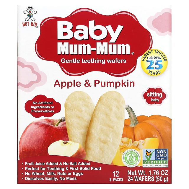 Hot Kid, Baby Mum-Mum, sanfte Zahnwaffeln, Apfel & Kürbis, 12 Packungen, je 2 Waffeln on Productcaster.