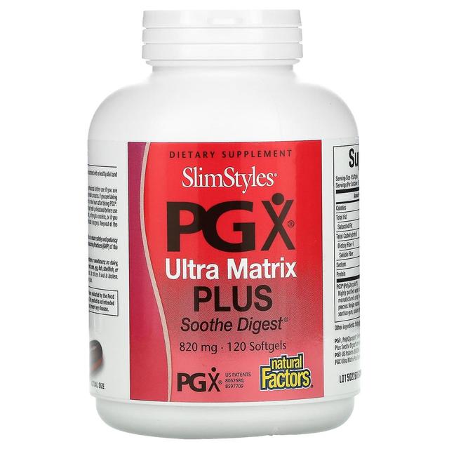 Natural Factors Fatores Naturais, SlimStyles, PGX Ultra Matrix Plus, Soothe Digest, 820 mg, 120 Cápsulas gelatinosas on Productcaster.