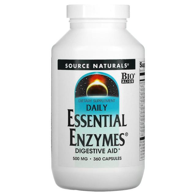 Source Naturals Źródło naturalne, Niezbędne enzymy dziennie, Pomoc trawienna, 500 mg, 360 Kapsułki on Productcaster.