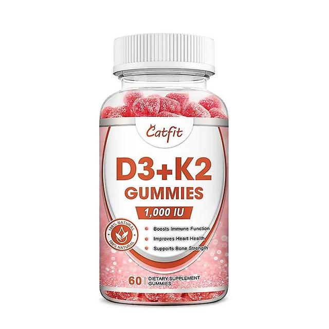 Catfit Vitamin D3 K2 Gummies förbättrar immunitet och minne Stärker benen Skyddar hjärtat Dagligt vitamintillskott Fudgehuamade Huamade 60pcs on Productcaster.