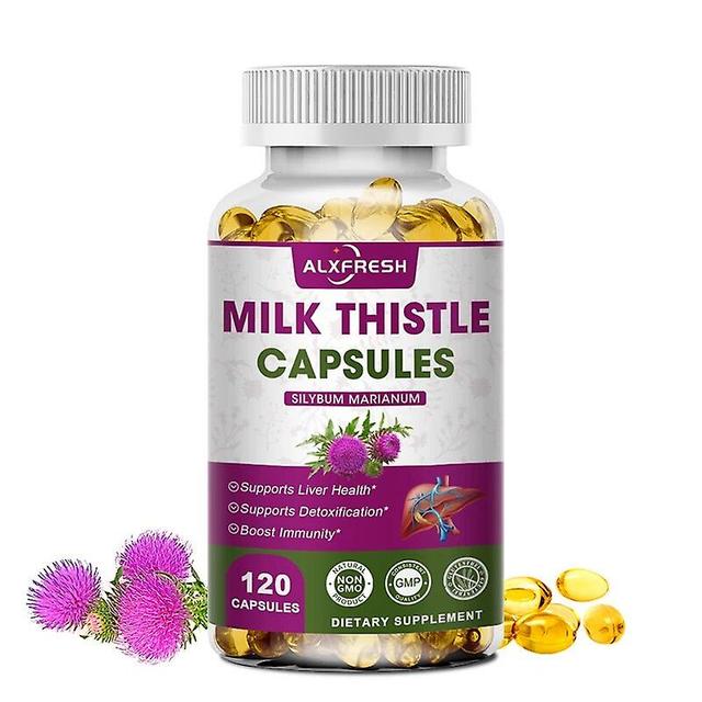 Visgaler Alxfresh 120pcs Milk Thistle Extract Liver Soft Capsules Improve Liver Damage Caused By Long-term Drinking Support Liver Health 1X Bottle on Productcaster.