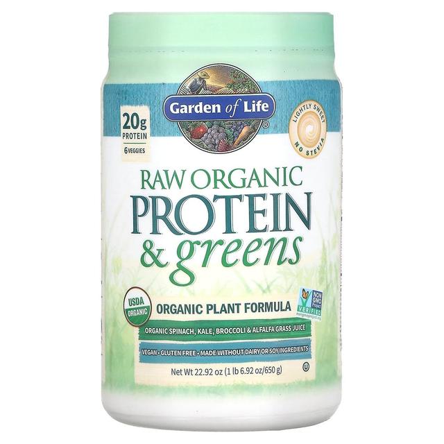 Garden of Life, RAW Organic Protein & Greens, Formuła roślinna, lekko słodka, 22,92 uncji (650 g) on Productcaster.