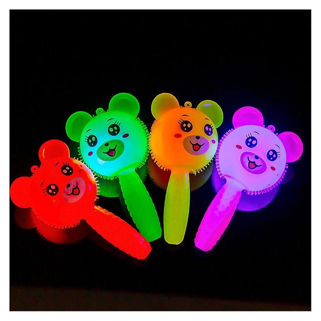 Handheld Light Rubber Toy Finger Decompression Stick Toy Soft Squeeze Stress Relief Toys Luminous Handle Bear on Productcaster.