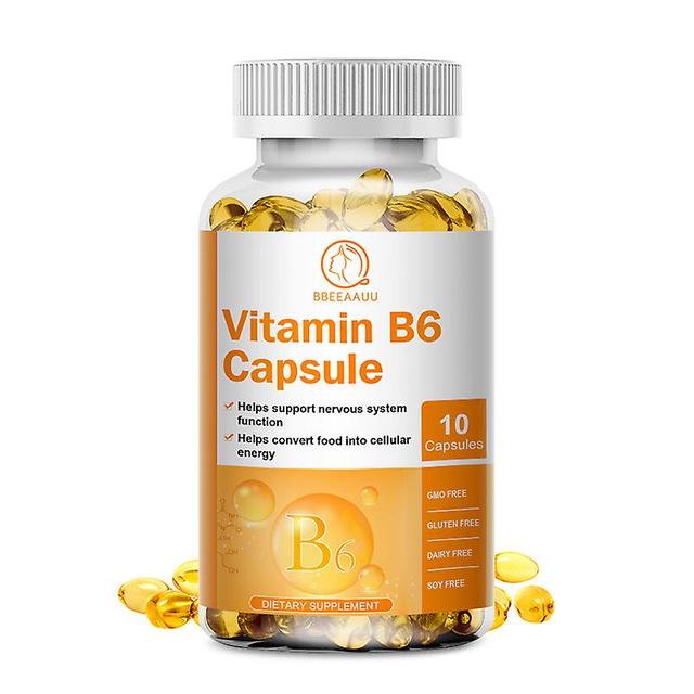 Visgaler Health Food Vitamin B6 Capsules Support Nervous System Help Convert Food Into Cellular Energy Daily Immune Supplements 10PCS on Productcaster.