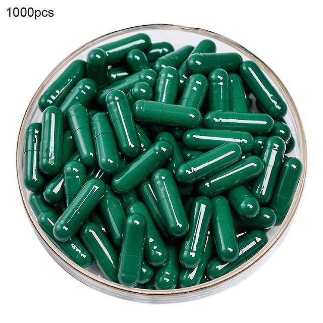 ZHOUBA 1000Pcs Transparent Hollow Gelatin Empty Separated Medical Powder Capsule Shells Dark green on Productcaster.