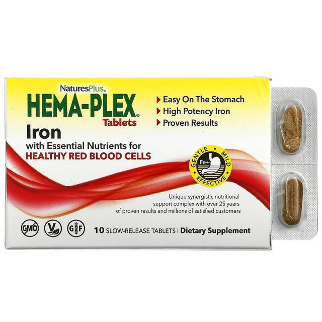 Nature's Plus NaturesPlus, Hema-Plex, Iron with Essential Nutrients for Healthy Red Blood Cells , 10 Slow Release on Productcaster.