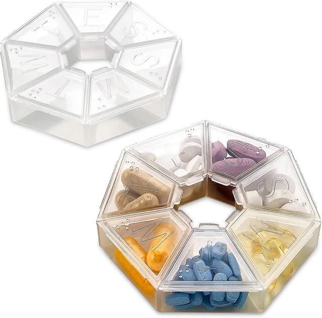 Numb 2-pack Transparent Weekly Pill Izer 7-sided Pill Reer, Round S on Productcaster.