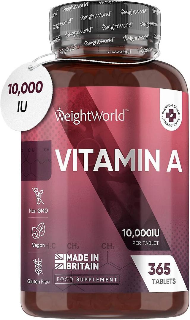 WeightWorld Vitamin A-tillskott 10 000 IE - 1 års förbrukning (365 veganska tabletter inte vitamin A-kapslar) on Productcaster.