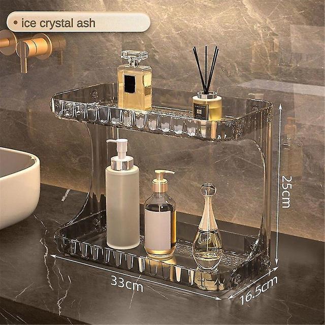 Sjioh Light Luxury Bathroom Storage Cosmetics Box Countertop Double Transparent Acrylic Perfume Skin Care Products Makeup Organizer Transparent Gray on Productcaster.