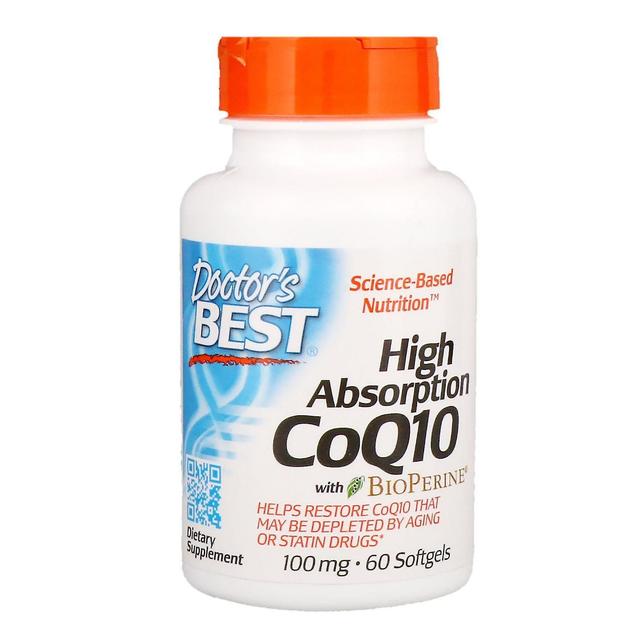 Doctor's Best Lægens bedste, høj absorption CoQ10 med BioPerine, 100 mg, 60 Softgels on Productcaster.