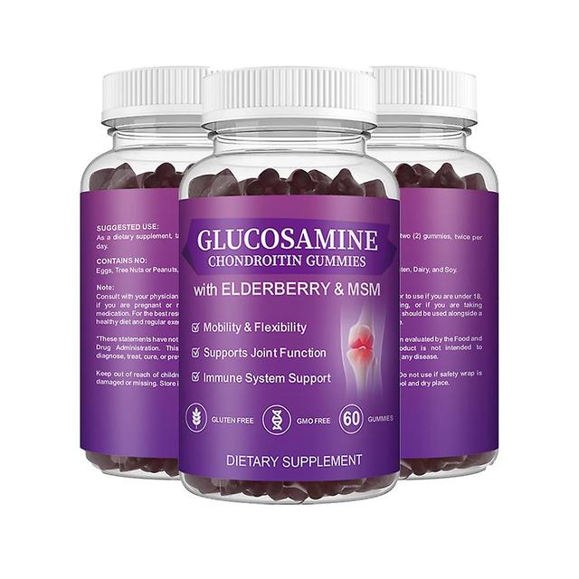 3 Pack Glucosamine Chondroitin Gummies - 1500 Mg Extra Strength Joint Support Gummies With Msm & Elderberry For Natural Joint Support, Antioxidant Imm on Productcaster.