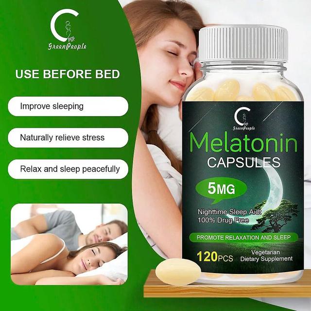 Visgaler Gpgp Greenpeople Melatonin Capsules Anxiety Stress Relief Sleep Better Remove Black-eye Body Clock Regulation Sleeping Pills 30pcs on Productcaster.