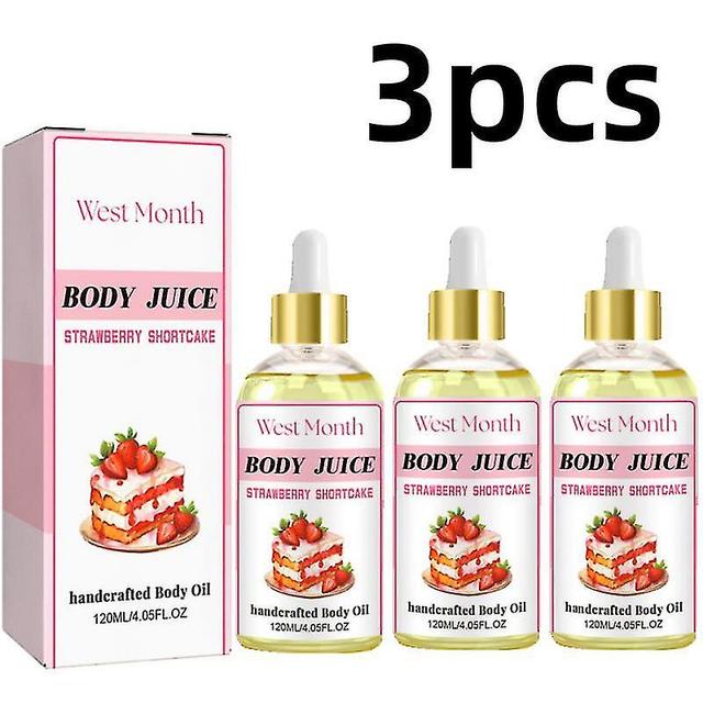 Nouveau Wildplus Body Juice Oil Strawberry Shortcake, huile pour le corps fabriquée à la main pour les femmes-yg 3pcs on Productcaster.