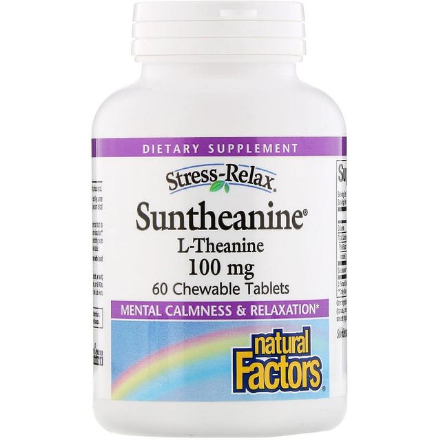 Natural Factors Naturliga faktorer, Stress-Relax, Suntheanine, L-Theanin, 100 mg, 60 Tuggbar Tabl on Productcaster.