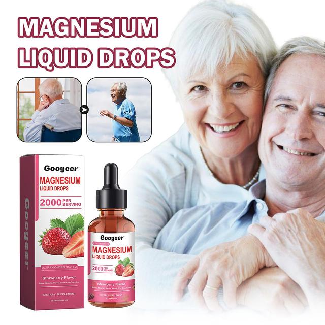 Magnesium Glycinate Liquid Drops-2000mg, Calm Magnesium with B12 for Calm, Sleep, Leg Cramps, Muscles, Energy, Strawberry Flavor 2pcs on Productcaster.