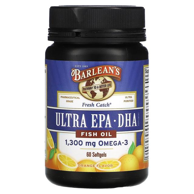 Barlean's, Färsk fångst fiskolja, Omega-3, Ultra EPA / DHA, Apelsin, 60 Softgels on Productcaster.