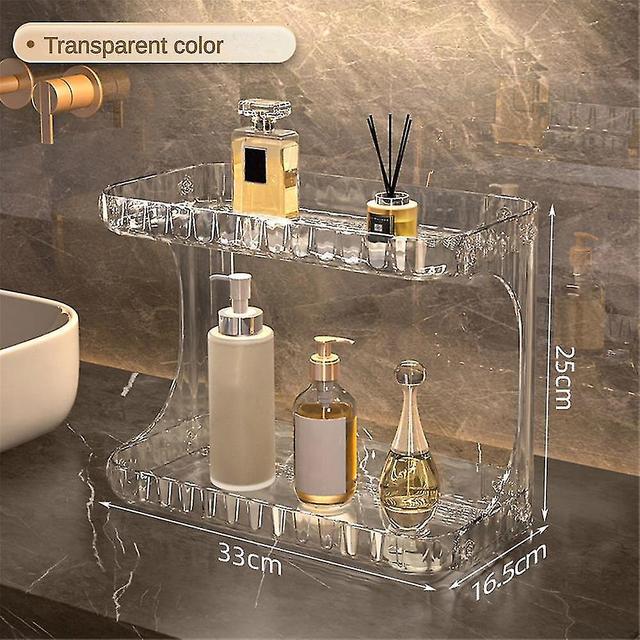 Sjioh Light Luxury Bathroom Storage Cosmetics Box Countertop Double Transparent Acrylic Perfume Skin Care Products Makeup Organizer Transparent White on Productcaster.