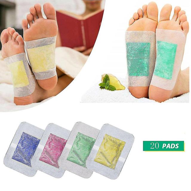 20 Pairs Organic Herbal Cleansing Detox Pads, Ginger Detox Foot Pads Compatible With Fatigue Relief, Relaxation, Sleep Better, Remove Harmful Body Tox on Productcaster.