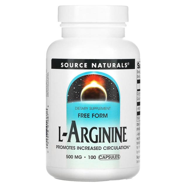 Source Naturals Źródło Naturals, L-arginina, Wolna forma, 500 mg, 100 Kapsułki on Productcaster.