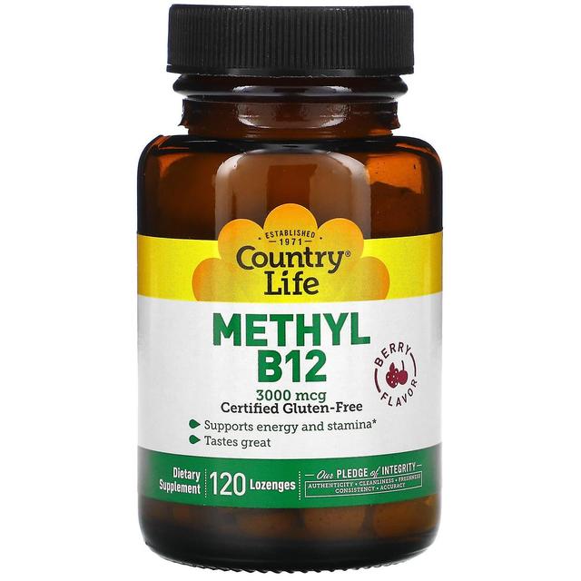 Country Life, Methyl B12, Berry, 3,000 mcg, 120 Lozenges on Productcaster.